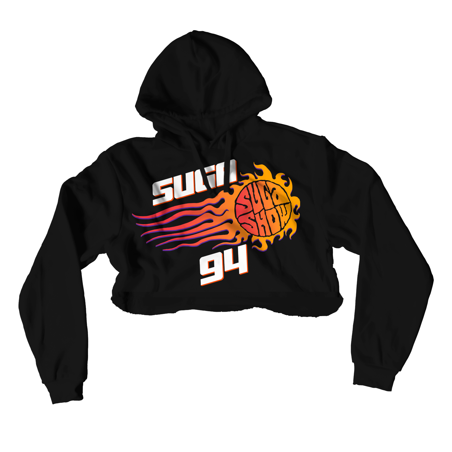 Valley Cropped Black Hoodie Front Design